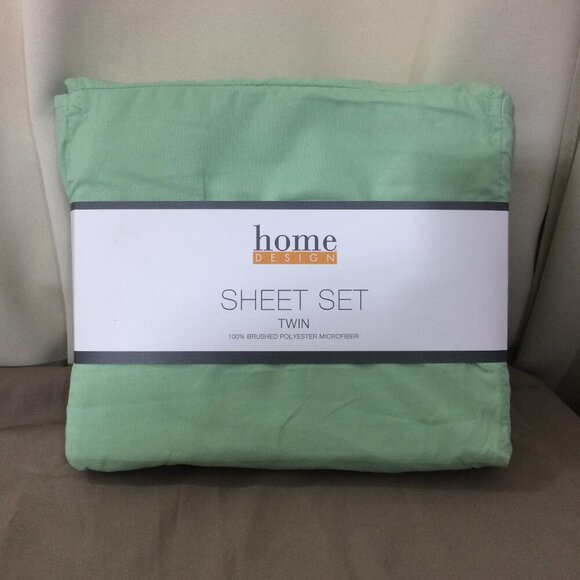 NEW Home Design Twin Sheet Set 100% Polyester Microfiber Light Green - Picture 1 of 4